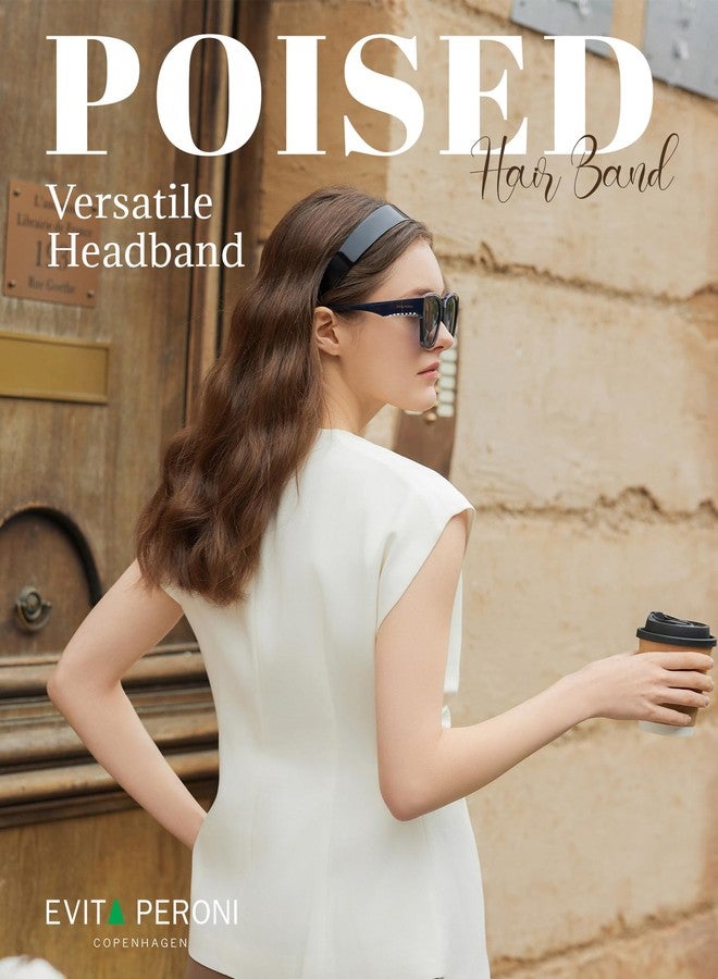 EVITA PERONI Wide Headbands for Women with Teeth Acetate Resin Hair Bands for Women's Hair No Headache Headband No Slip Hairbands-Black - Image 2